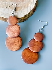 abordables Boucle d&amp;#39;oreille pour femme-Boucles d'oreilles pendantes bohèmes en bois pour femmes, boucles d'oreilles géométriques vintage aux styles variés, parfaites pour les vacances à la plage, les séjours estivaux et le quotidien.