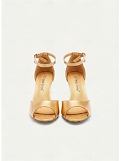abordables Sandalias de tacón-Zapatos de tacón de aguja con punta abierta y correa en el tobillo para mujer, diseño elegante para bodas, fiestas y eventos formales