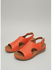 economico Sandali Comodi-sandali da donna con zeppa traforata rosa – comode scarpe estive con plateau e punta aperta e cinturino con fibbia per la spiaggia, i viaggi e l'abbigliamento casual