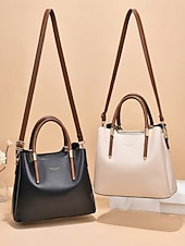 abordables Bolsos de mano y tote-Bolso de mano elegante para mujer, de piel sintética, disponible en varios colores, con correa ajustable para el hombro, ideal para el uso diario, para ir al trabajo, para viajar y para reuniones