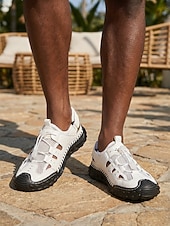 preiswerte Männer-Weiße Herren-Fischersandalen, leichte und bequeme Schnürschuhe für Freizeit, Urlaub, Sommeraktivitäten und den lässigen Alltag.