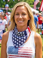  Dames bohemian katoenen bandana set met Amerikaanse vlag, bestaande uit twee delen: een veelzijdige hoofddoek en nekwarmer voor de viering van het 250-jarig bestaan van de VS, Onafhankelijkheidsdag,