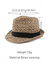 abordables Chapeaux pour hommes-Chapeau fedora bohème en paille respirante pour homme, chapeau de plage tressé pour l'été, idéal pour les vacances, les voyages, les tenues décontractées et le quotidien.