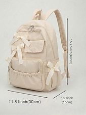 baratos Mochilas para Crianças e Adolescentes-Mochila feminina de poliéster com laço decorativo, várias cores, grande capacidade com vários bolsos, alças ajustáveis, perfeita para o ensino fundamental. &amp;volta às aulas no ensino fundamental,