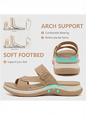 economico Sandali Comodi-Sandali da donna color cammello con supporto plantare – ciabatte leggere e comode con rivetti &amp;sandali imbottiti con design a fibbia e tomaia testurizzata per camminare e viaggiare &amp;abbigliamento