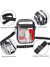 cheap Vacation &amp; Travel Bags-Women's Clear PVC Crossbody Bag, Large and Small Size Transparent Shoulder Bags with Adjustable Straps, Stylish Multi-Color Bags for Beach Vacation, Travel and Casual Daily Use