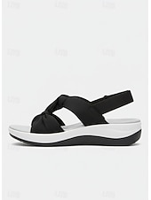 economico Sandali Piani-sandali da donna con cinturino posteriore annodato grigio – sandali da passeggio leggeri con plateau ammortizzato, cinturino regolabile e supporto dell'arco plantare