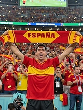 abordables Accesorios-Bufanda de toalla de poliéster para hombre con estampado de la bandera de España, bufanda suave para aficionados al fútbol, ideal para animar en los días de partido, eventos en estadios, retransmisiones deportivas y uso diario informal.