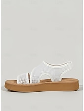 abordables Sandalias Planas-Sandalias de plataforma de malla transpirable para mujer: sandalias ligeras e informales de verano, cómodas y de punta abierta, ideales para caminar, viajar, ir a la playa, al jardín y para el uso
