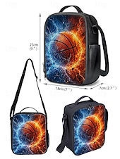 abordables Mochilas para Niños y Adolescentes-Juego de mochila de baloncesto para niños con bolsa de almuerzo y estuche para lápices mochila escolar de gran capacidad para deportes y viajes escolares