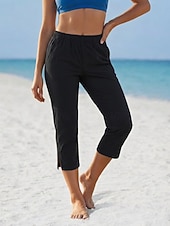 abordables Bas-Femmes Pantalon effet lin Pantalon capri Vacances Basique Longueur mollet Taille Moyenne Couleur Unie Uni Confortable Non Elastique Vacances Rue Décontracté Noir Blanche Jaune Marine foncé Ét