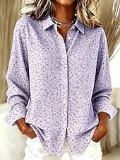 abordables Blusas Florales-Mujer Camisa Blusa Retazos Botones Estampado Floral Graphic Vintage Casual Manga Larga Cuello Camisero Tops regulares Casual Diario Azul Piscina Morado Verde Trébol Verano Primavera Otoño Invierno