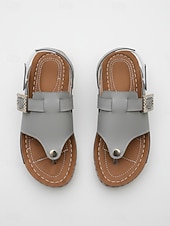 abordables Sandalias Planas-Sandalias de cuña para mujer con hebilla de pedrería naranja, sandalias de verano con tira ajustable, calzado casual cómodo de punta abierta para uso diario y viajes. &amp;paseo por el jardín