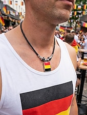 preiswerte Zubehör-Herren-Legierung &amp;Acryl-Halskette mit Anhängern in Nationalflaggen-Optik, verschiedene Ländermotive, lässiger Boho-Stil, perfekt für Fußballfans, Spieltage und Outdoor-Aktivitäten. &amp;Alltagskleidung