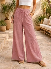 abordables Fondos-Mujer Perneras anchas Chinos Pantalones de verano Vacaciones Básico Longitud total Media cintura Comodidad Rígido Diario Negro Rojo Azul Café Verano Primavera