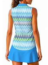 cheap Women's Shirt-Women's Geometric Stripes Tops Sport Shirt Golf Polo Shirt Tennis Shirt Sleeveless Zipper Floral UPF50+ UV Resistant High Elasticity Moisture Wicking Breathable Tennis Golf Running Turndown Zip Collar