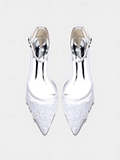 billiga Platta damskor-Women's Champagne Embroidered Ankle Strap Flats – Elegant Garden Party Dress Shoes