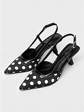 abordables 1950s Retro-Women's 1950s Polka Dot Slingback Heels – Classic Vintage Pointed-Toe High Heels, Retro Evening &amp; Formal Party Shoes for Women