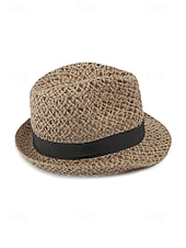 abordables Chapeaux pour hommes-Chapeau fedora bohème en paille respirante pour homme, chapeau de plage tressé pour l'été, idéal pour les vacances, les voyages, les tenues décontractées et le quotidien.