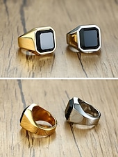 preiswerte Herrenschmuck-Herrenring im Boho-Stil aus Edelstahl mit Naturstein, Statement-Siegelring in verschiedenen Größen für den Alltag, Strandurlaub und Resort-Look