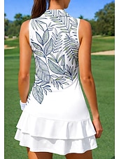 abordables Robe de tennis pour femmes-Femmes Floral tenue de sport Robe polo de tennis Sans manches Fermeture éclair Quart de zip Élastique Évacuation de la transpiration Respirant Volley-ball Tennis Le golf Col Col Rabattu Robe Noir