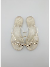 billige Sklisandaler-svarte sløyfeflip-flops med pigg for kvinner – elegante strandsandaler med komfortabel flat såle for sommerbruk