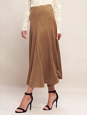 abordables Jupes décontractées-Femmes Jupe en faux daim Élégant Mode Occasionnel Midi Taille haute Jupes Uni Micro-Élastique Quotidien Rue Kaki Printemps