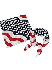  Dames bohemian katoenen bandana set met Amerikaanse vlag, bestaande uit twee delen: een veelzijdige hoofddoek en nekwarmer voor de viering van het 250-jarig bestaan van de VS, Onafhankelijkheidsdag,
