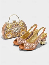 ieftine Sandale cu toc-pantofi eleganți pentru femei &amp;set de genți – accesorii asortate șic pentru cocktailuri