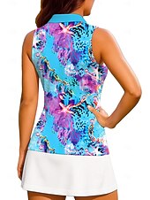 preiswerte Damenbluse-Damen Abstrakt Oberteile Sporthemd Golf-Poloshirt Tennis Shirt Ärmellos Reißverschluss Blumen UPF50+ UV-beständig Hohe Elastizität Feuchtigkeitsableitend Atmungsaktiv Tennis Golfspiel Pickleball