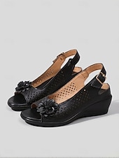 cheap Wedge Sandals-Women's Yellow Wedge Sandals – Breathable Open Toe Casual Sandals with Floral Detail for Garden, Travel, Vacation &amp; Daily Wear