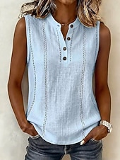  Women's Shirt Casual Shirt Bohemia Vacation Fashion Sleeveless Crop Tops Casual Daily Work Blue Pink Beige Summer Spring