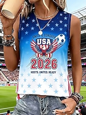  Γυναικεία Αμάνικη Μπλούζα Γραφική Σημαία Ομάδα ποδοσφαίρου Βίντατζ Στυλάτο Κλασσικό Αμάνικο Στρογγυλή Ψηλή Λαιμόκοψη Στρογγυλή Λαιμόκοψη Κανονικά μπλουζάκια Causal Καθημερινά