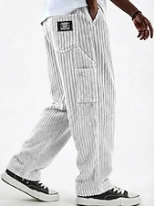  Férfi Nadrág Kordbársony Nadrág Téli nadrág Alkalmi nadrág Bő nadrág Zsinór Többzsebes Tömör szín Mokaszinok Teljes hossz Hétköznapi Napi Szabadtéri Divat Utcai sikk Medence Fehér Mikroelasztikus