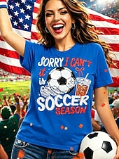 cheap World Soccer Match-Soccer Women's T Shirt Print Graphic Stylish Classic Casual Short Sleeve Crew Neck Regular Tops Casual Daily Sports Blue Black White Red Green Summer Spring