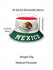 baratos Acessórios-Chapéu bucket masculino reversível em poliéster, estampa da bandeira do México, chapéu leve para torcedores de futebol, ideal para dias de jogo, esportes casuais e atividades ao ar livre.