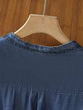 abordables Blusas Elegantes-Camisa de manga corta con cuello mao bordado para mujer