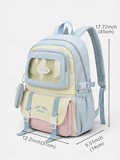 cheap Kids &amp; Teen Backpacks-Women's Macaron Color Polyester Backpack, Large Capacity School Bag with Adjustable Straps for Middle School Girls, Back to School, Travel, Outdoor Sports