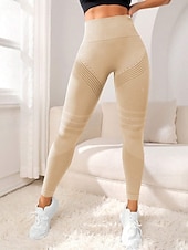 abordables Leggings et collants de yoga-Femmes Pantalons de Pilates Pantalon de yoga Leggings de fitness Lifting des fesses plissées Taille haute Entraînement en salle Course Fitness Leggings Bas Couleur Unie Gris foncé Améthyste Abricot