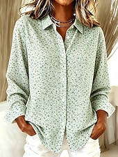 abordables Blusas Florales-Mujer Camisa Blusa Retazos Botones Estampado Floral Graphic Vintage Casual Manga Larga Cuello Camisero Tops regulares Casual Diario Azul Piscina Morado Verde Trébol Verano Primavera Otoño Invierno