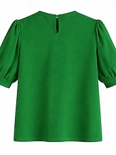  San Patrizio Per donna Maglietta Taglio Tinta unica Elegante Moda Casual Mezza Manica Manica a Lanterna Girocollo Top Regolari Quotidiano Uscire Weekend Verde Estate Primavera