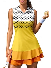 abordables Vestido de Mujer-Mujer A Lunares Vestido de tenis Vestido deportivo Vestido polo de tenis Sin Mangas Cremallera Cremallera de un cuarto Elástico Reductor del Sudor Transpirable Voleibol Tenis Golf Cuello Cuello Vuelto