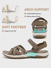 economico Sandali Comodi-sandali da passeggio leggeri da donna grigi, comodi sandali sportivi con cinturino regolabile per escursionismo, viaggi, spiaggia &amp;abbigliamento estivo quotidiano