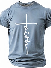 cheap Faith T shirts-Faith Cross Men's Minimalist Christian Spiritual Religious T Shirt Graphic Crew Neck Short Sleeve Church Worship Easter Gift for Believers Designer Clothing Apparel