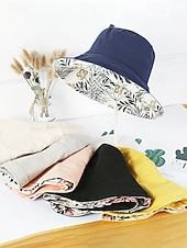 cheap Women's Hats-Women's Bohemian Reversible Polyester Sun Hat, Multi-Color Wide Brim Foldable Beach Bucket Hat for Vacation, Travel, Outdoor Leisure and Everyday Casual Wear