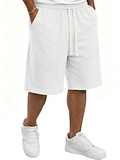 preiswerte Lässige Shorts-Herren Shorts Sommershorts Freizeitshorts Tasche Elastischer Bund Rein Einfach Komfort Atmungsaktiv Knielang Lässig Outdoor Strand Urlaub Mode Schwarz Weiß Mikroelastisch