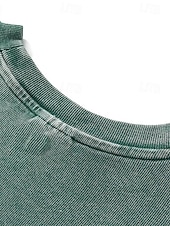  女性用 Tシャツ ホワイトコットントップ ヴィンテージウォッシュトップス アシッドウォッシュ 平織り ファッション スタイリッシュ パンクスタイル 半袖 クルーネック クロップトップ カジュアル 日常 ビーチ ブラック ホワイト グリーン グレー 夏 春