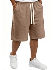 preiswerte Lässige Shorts-Herren Shorts Sommershorts Freizeitshorts Tasche Elastischer Bund Rein Einfach Komfort Atmungsaktiv Knielang Lässig Outdoor Strand Urlaub Mode Schwarz Weiß Mikroelastisch