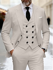 Χαμηλού Κόστους Ανδρικά Κλασικά Σακάκια-Ανδρικά Σακάκι+Γιλέκο+Παντελόνι Στολές Επιχείρηση Κοκτέιλ Πάρτι Γαμήλιο Πάρτι Μοντέρνα Καθημερινό Άνοιξη Φθινόπωρο Πολυεστέρας Σκέτο Τσέπη Κουμπιά Άνετο Μονόπετο Χρωματιστή ζακέτα