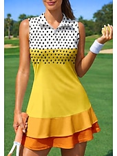 abordables Vestido de Mujer-Mujer A Lunares Vestido de tenis Vestido deportivo Vestido polo de tenis Sin Mangas Cremallera Cremallera de un cuarto Elástico Reductor del Sudor Transpirable Voleibol Tenis Golf Cuello Cuello Vuelto